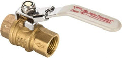 Value Collection - 1/2" Pipe, Full Port, Brass Full Port Ball Valve - Inline - One Way Flow, FNPT x FNPT Ends, Locking Lever Handle, 300 WOG, 150 WSP - Exact Tool & Supply