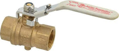 Value Collection - 3/4" Pipe, Full Port, Brass Full Port Ball Valve - Inline - One Way Flow, FNPT x FNPT Ends, Locking Lever Handle, 300 WOG, 150 WSP - Exact Tool & Supply