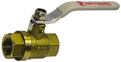 Value Collection - 1-1/4" Pipe, Full Port, Brass Full Port Ball Valve - Inline - Two Way Flow, FNPT x FNPT Ends, Lever Handle, 600 WOG, 150 WSP - Exact Tool & Supply