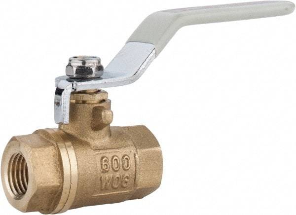Value Collection - 1/4" Pipe, Full Port, Brass Full Port Ball Valve - Inline - Two Way Flow, FNPT x FNPT Ends, Lever Handle, 600 WOG, 150 WSP - Exact Tool & Supply