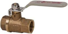 Value Collection - 1/2" Pipe, Full Port, Brass Full Port Ball Valve - Inline - Two Way Flow, FNPT x FNPT Ends, Lever Handle, 600 WOG, 150 WSP - Exact Tool & Supply