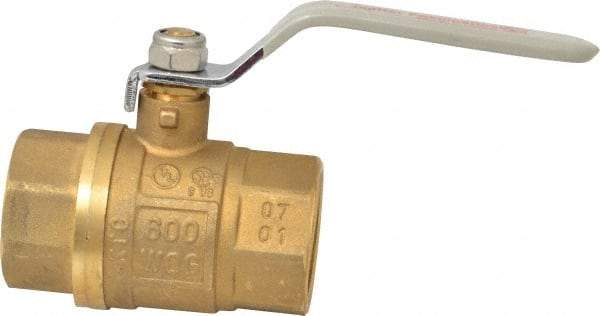 Value Collection - 1-1/4" Pipe, Full Port, Brass UL Listed Ball Valve - Inline - Two Way Flow, FNPT x FNPT Ends, Lever Handle, 600 WOG, 150 WSP - Exact Tool & Supply