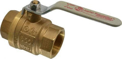 Value Collection - 1-1/2" Pipe, Full Port, Brass UL Listed Ball Valve - Inline - Two Way Flow, FNPT x FNPT Ends, Lever Handle, 600 WOG, 150 WSP - Exact Tool & Supply
