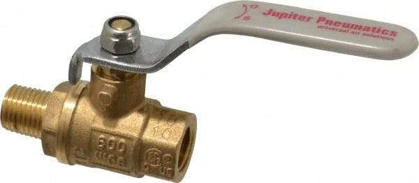 Value Collection - 1/4" Pipe, Full Port, Brass UL Listed Ball Valve - Inline - Two Way Flow, MNPT x FNPT Ends, Lever Handle, 600 WOG, 150 WSP - Exact Tool & Supply