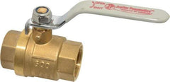 Value Collection - 1" Pipe, Full Port, Brass Full Port Ball Valve - Inline - Two Way Flow, MNPT x FNPT Ends, Lever Handle, 600 WOG, 150 WSP - Exact Tool & Supply