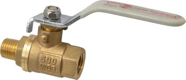 Value Collection - 1/4" Pipe, Full Port, Brass Full Port Ball Valve - Inline - Two Way Flow, MNPT x FNPT Ends, Lever Handle, 600 WOG, 150 WSP - Exact Tool & Supply