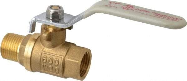 Value Collection - 3/8" Pipe, Full Port, Brass Full Port Ball Valve - Inline - Two Way Flow, MNPT x FNPT Ends, Lever Handle, 600 WOG, 150 WSP - Exact Tool & Supply