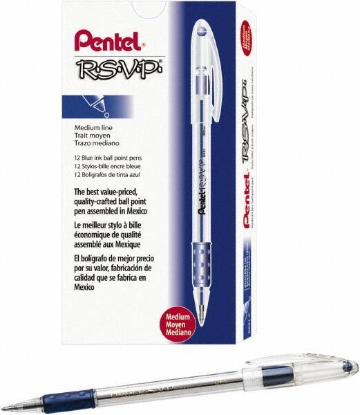 Pentel - Conical Ball Point Pen - Blue - Exact Tool & Supply