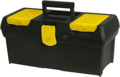 Stanley - 4 Compartment 1 Tray Tool Box - 15-3/4" Wide x 7-1/2" Deep x 7-1/8" High, Polypropylene, Black/Yellow - Exact Tool & Supply