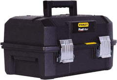 Stanley - 3 Compartment 2 Drawer Tool Box - 17-29/32" Wide x 12-7/64" Deep x 9-13/64" High, Structural Foam, Black - Exact Tool & Supply