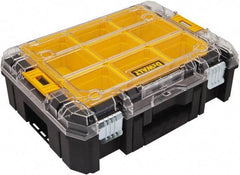 DeWALT - 7 Compartment Tool Organizer - 12-61/64" Wide x 17-5/32" Deep x 5-21/32" High, Structural Foam, Black/Yellow with Clear - Exact Tool & Supply