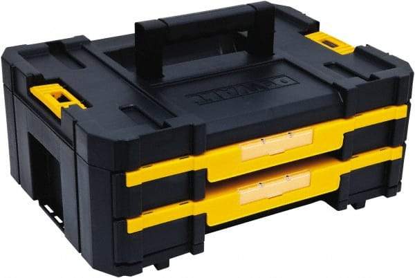 DeWALT - 2 Compartment 2 Drawer Tool Case - 12-1/4" Wide x 6-3/8" Deep x 6-29/32" High, Structural Foam, Black/Yellow - Exact Tool & Supply
