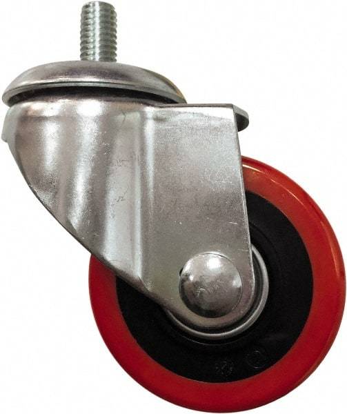 Value Collection - 3 Inch Diameter x 1-1/4 Inch Wide, Polyurethane Caster Wheel - 220 Lb. Capacity, 3/8 Inch Axle Diameter, Ball Bearing - Exact Tool & Supply