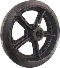 Value Collection - 8 Inch Diameter x 2 Inch Wide, Rubber on Cast Iron Caster Wheel - 600 Lb. Capacity, 5/8 Inch Axle Diameter, Roller Bearing - Exact Tool & Supply