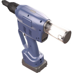 RivetKing - Cordless Riveters; Fastener Type: Cordless Electric Riveter ; Closed End Rivet Capacity: All up to 1/4 ; Mandrel Collection: Yes ; Voltage: 18 ; Stroke Length (Decimal Inch): 1.0000 ; Pull Force (Lb.): 4000 - Exact Tool & Supply