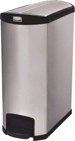 Rubbermaid - 24 Gal Rectangle Unlabeled Trash Can - 32.84" High x 27-1/8" Long, Chrome, Black, Metal - Exact Tool & Supply