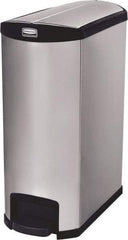 Rubbermaid - 24 Gal Rectangle Unlabeled Trash Can - 32.84" High x 27-1/8" Long, Chrome, Black, Metal - Exact Tool & Supply