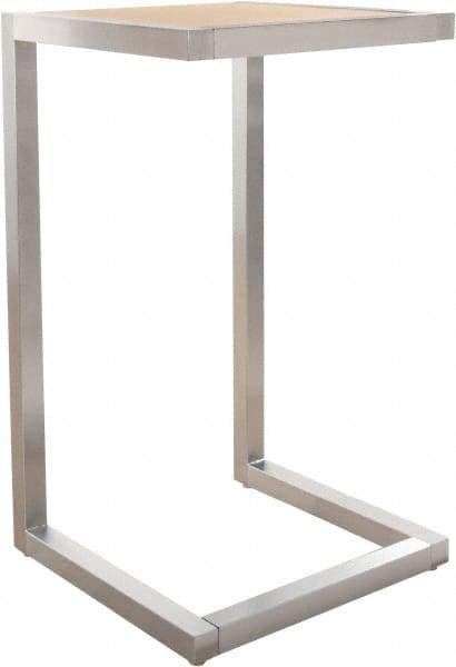 ECONOCO - 24" Long x 24" Wide x 42" High Stationary Pedestal Tables - Maple & Satin Chrome (Color), Melamine Top - Exact Tool & Supply