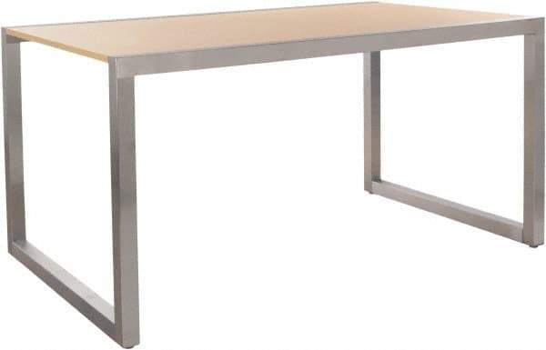 ECONOCO - 60" Long x 36" Wide x 30" High Stationary Display Table - Maple & Satin Chrome (Color), Melamine Top - Exact Tool & Supply