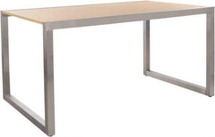 ECONOCO - 60" Long x 36" Wide x 30" High Stationary Display Table - Maple & Satin Chrome (Color), Melamine Top - Exact Tool & Supply