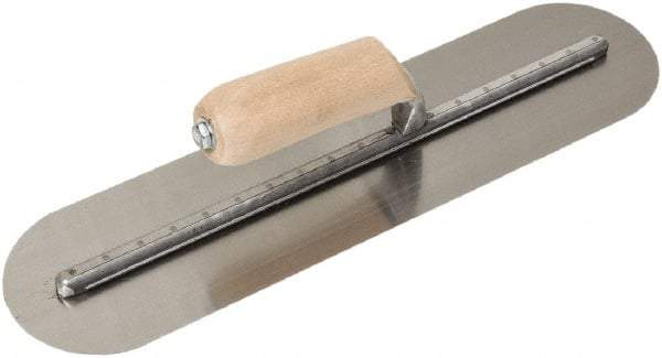 SEYMOUR-MIDWEST - Carbon Steel Rounded End Trowel - 16" Long x 4" Wide, Wood Handle - Exact Tool & Supply