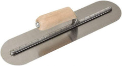 SEYMOUR-MIDWEST - Carbon Steel Rounded End Trowel - 16" Long x 4" Wide, Wood Handle - Exact Tool & Supply