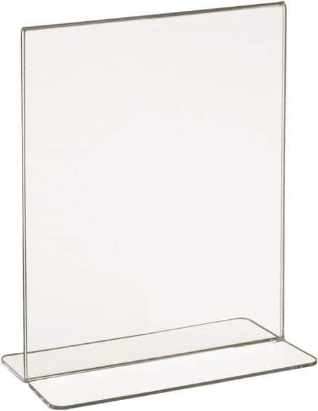 ECONOCO - 5-1/2 Inch Wide x 7 Inch High Sign Compatibility, Acrylic Round Frame Counter Top Sign Holder - Clear, 7 Inch Holder Height, Holds 1 Sign - Exact Tool & Supply