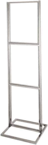 ECONOCO - 22 Inch Wide x 28 Inch High Sign Compatibility, Steel Square Frame Triple Bulletin Sign Holder - Chrome, 90 Inch Holder Height, Holds 3 Signs - Exact Tool & Supply
