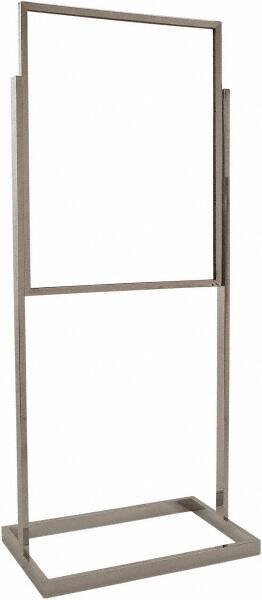 ECONOCO - 22 Inch Wide x 28 Inch High Sign Compatibility, Steel Square Frame Bulletin Sign Holder - Chrome, 56 Inch Holder Height, Holds 1 Sign - Exact Tool & Supply
