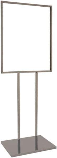 ECONOCO - 22 Inch Wide x 28 Inch High Sign Compatibility, Steel Square Frame Bulletin Sign Holder - Chrome, 60 Inch Holder Height, Holds 1 Sign - Exact Tool & Supply