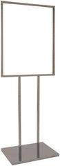 ECONOCO - 22 Inch Wide x 28 Inch High Sign Compatibility, Steel Square Frame Bulletin Sign Holder - Chrome, 60 Inch Holder Height, Holds 1 Sign - Exact Tool & Supply