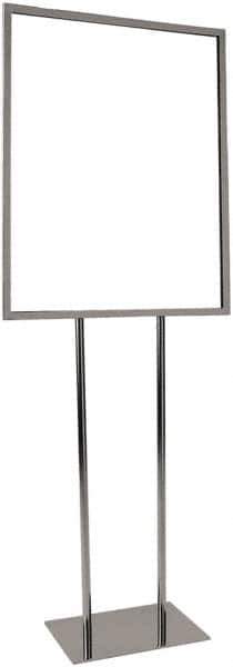 ECONOCO - 22 Inch Wide x 28 Inch High Sign Compatibility, Steel Square Frame Bulletin Sign Holder - Chrome, 60 Inch Holder Height, Holds 1 Sign - Exact Tool & Supply