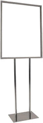 ECONOCO - 22 Inch Wide x 28 Inch High Sign Compatibility, Steel Square Frame Bulletin Sign Holder - Chrome, 60 Inch Holder Height, Holds 1 Sign - Exact Tool & Supply