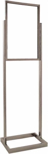 ECONOCO - 14 Inch Wide x 22 Inch High Sign Compatibility, Steel Square Frame Bulletin Sign Holder - Chrome, 56 Inch Holder Height, Holds 1 Sign - Exact Tool & Supply
