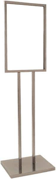 ECONOCO - 14 Inch Wide x 22 Inch High Sign Compatibility, Steel Square Frame Bulletin Sign Holder - Chrome, 53 Inch Holder Height, Holds 1 Sign - Exact Tool & Supply