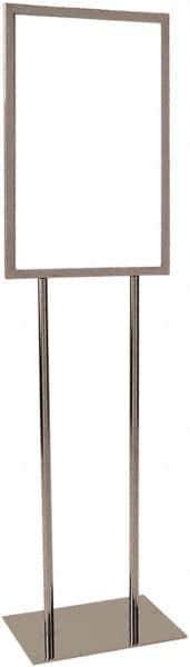 ECONOCO - 14 Inch Wide x 22 Inch High Sign Compatibility, Steel Square Frame Bulletin Sign Holder - Chrome, 53 Inch Holder Height, Holds 1 Sign - Exact Tool & Supply