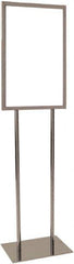 ECONOCO - 14 Inch Wide x 22 Inch High Sign Compatibility, Steel Square Frame Bulletin Sign Holder - Chrome, 53 Inch Holder Height, Holds 1 Sign - Exact Tool & Supply