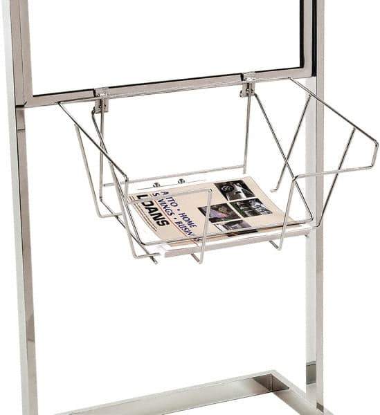 ECONOCO - 18 Inch Wide x 7 Inch High Sign Compatibility, Steel Literature Basket - Chrome, 7 Inch Holder Height - Exact Tool & Supply