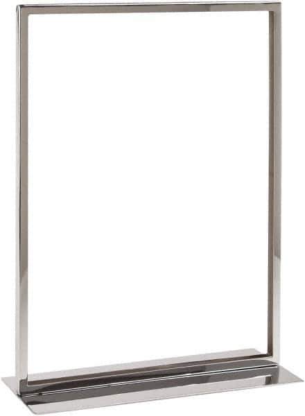 ECONOCO - 11 Inch Wide x 14 Inch High Sign Compatibility, Steel Square Frame Sign Holder - Chrome, 14 Inch Holder Height, Holds 1 Sign - Exact Tool & Supply