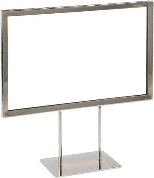 ECONOCO - 11 Inch Wide x 7 Inch High Sign Compatibility, Steel Square Frame Sign Holder - Chrome, 7 Inch Holder Height, Holds 1 Sign - Exact Tool & Supply