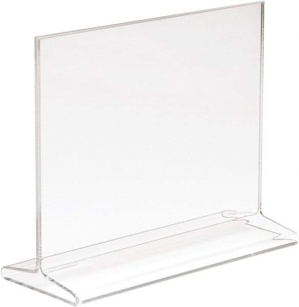 ECONOCO - 7 Inch Wide x 5-1/2 Inch High Sign Compatibility, Acrylic Round Frame Counter Top Sign Holder - Clear, 5-1/2 Inch Holder Height, Holds 1 Sign - Exact Tool & Supply