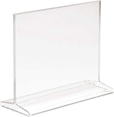 ECONOCO - 7 Inch Wide x 5-1/2 Inch High Sign Compatibility, Acrylic Round Frame Counter Top Sign Holder - Clear, 5-1/2 Inch Holder Height, Holds 1 Sign - Exact Tool & Supply
