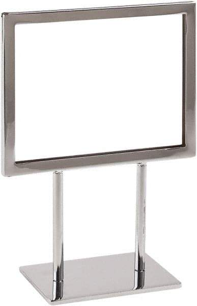 ECONOCO - 7 Inch Wide x 5-1/2 Inch High Sign Compatibility, Steel Square Frame Sign Holder - Chrome, 5-1/2 Inch Holder Height, Holds 1 Sign - Exact Tool & Supply