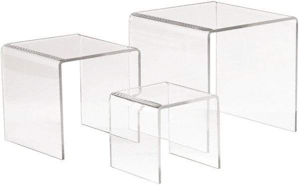 ECONOCO - 3, 4 & 5" High x 3, 4 & 5" Wide x 3, 4 & 5" Deep, Display Riser Plastic Shelving - Clear - Exact Tool & Supply