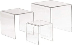 ECONOCO - 3, 4 & 5" High x 3, 4 & 5" Wide x 3, 4 & 5" Deep, Display Riser Plastic Shelving - Clear - Exact Tool & Supply