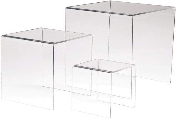 ECONOCO - 4, 6 & 8" High x 4, 6 & 8" Wide x 4, 6 & 8" Deep, Display Riser Plastic Shelving - Clear - Exact Tool & Supply
