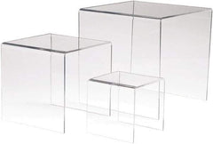 ECONOCO - 4, 6 & 8" High x 4, 6 & 8" Wide x 4, 6 & 8" Deep, Display Riser Plastic Shelving - Clear - Exact Tool & Supply