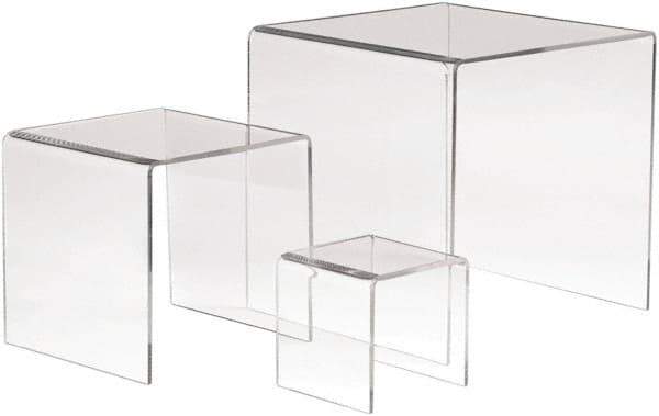 ECONOCO - 3, 5 & 7" High x 3, 5 & 7" Wide x 3, 5 & 7" Deep, Display Riser Plastic Shelving - Clear - Exact Tool & Supply