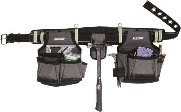 Bucket Boss - 1 to 52" Waist Tool Rig - 29 Pocket, Gray, Polyester - Exact Tool & Supply