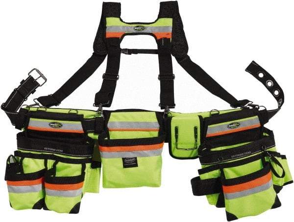 Bucket Boss - 1 to 52" Waist Tool Rig - 29 Pocket, Yellow, Polyester - Exact Tool & Supply